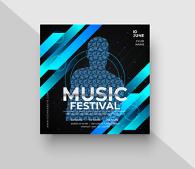 Music festival poster or flyer design template ,Vector illustration of abstract gradient shape. Club invitation template. Modern design