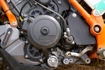 close up of motorcycle engine