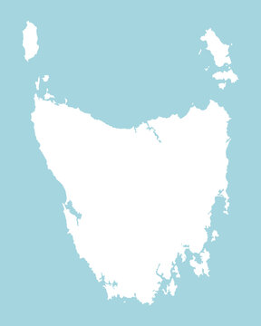 Outline white map of Tasmania