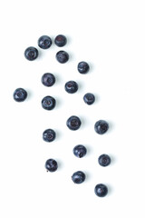 Healthy Organic Eating. Variety of Fresh Forest Blueberries Upper View Isolated on white Background