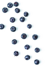 Healthy Organic Eating. Variety of Fresh Forest Blueberries Isolated on white Background