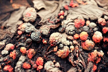 CG illustration of a burnt-out tree surface.