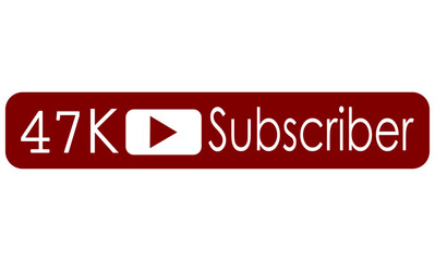 47K subscriber red white banner art vector illustration