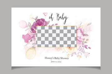 Cute baby shower design template with sweet floral
