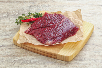 Raw beef machete steak for grill