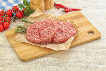 Raw pork cutlet for burger
