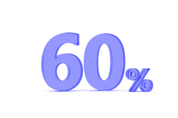 Percentage icon 3D in red glass on white background 3d illustration