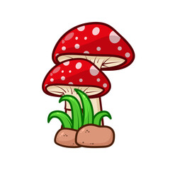 Red mushroom isolated vector illustration