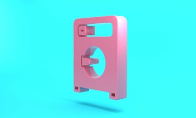 Pink Washer icon isolated on turquoise blue background. Washing machine icon. Clothes washer - laundry machine. Home appliance symbol. Minimalism concept. 3D render illustration