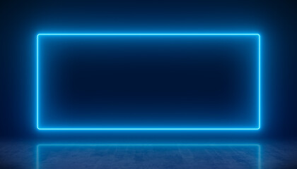 Illustation of glowing neon rectangle in blue