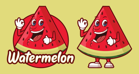 Delicious watermelon cartoon, funny character