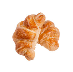 Two croissants isolated on white background.