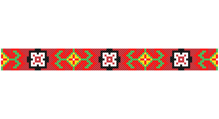 Embroidered good like old handmade cross-stitch ethnic Ukraine pattern. Ukrainian towel ornament, rushnyk called, vector. - obrazy, fototapety, plakaty