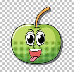 Green apple with facial expression