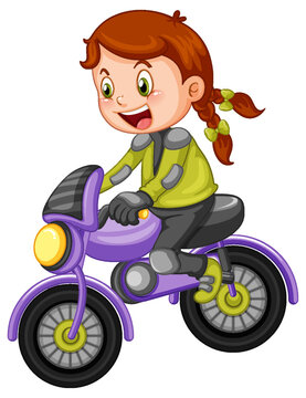 A girl riding motocross bike cartoon character