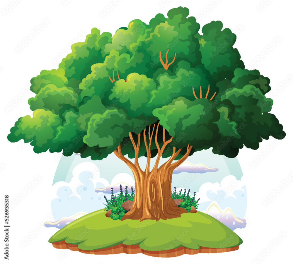 Wall mural big tree isolated cartoon