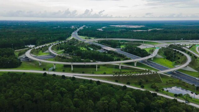 Florida Interstate Interchange Aerial Time-lapse 4K
