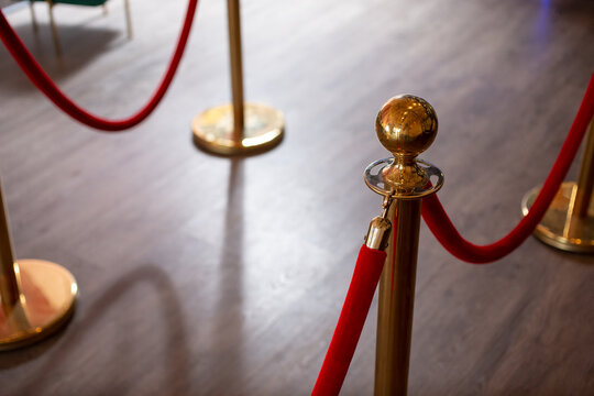 A View Of Some Velvet Rope Inside A Room.