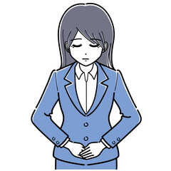 お辞儀をするスーツの女性（シンプル・上半身）.