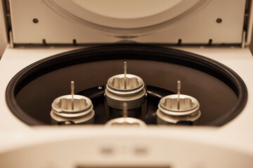 Empty, open centrifuge
