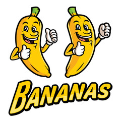 Bananas cartoon mascot with text vector