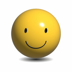 Happy yellow face icon 3D rendering
