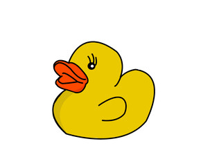 drawing yellow rubber duck toy, animal life ,