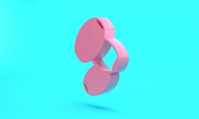 Pink Olives icon isolated on turquoise blue background. Minimalism concept. 3D render illustration