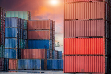Fototapeta premium Containers at a container terminal in container yard.