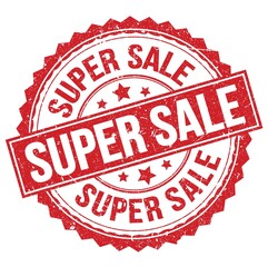 SUPER SALE text on red round stamp sign