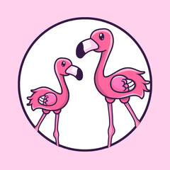 Illustration of pink flamingo vector icon
