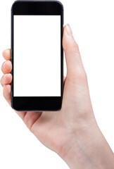 Hand holding a phone with white screen