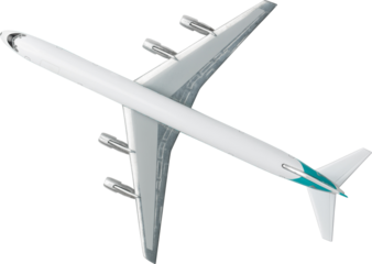 airplane isolated. Top flat view