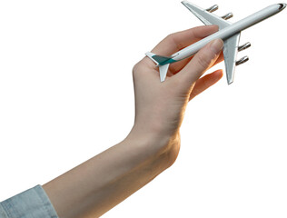 Hand holding metal toy plane