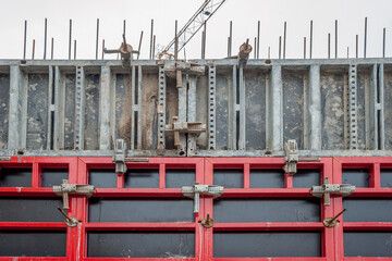 Wall formwork in residential construction.