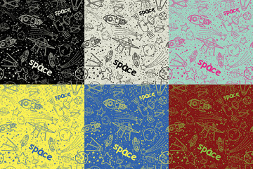 space doodle pattern color set