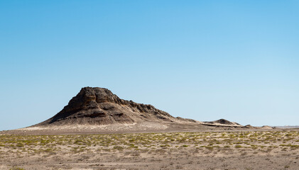 Mountain in the desert near Duqm and close to the sea side, Sultanate of Oman, Middle East, Arabian...