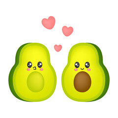 Cartoon avocado couple in love.