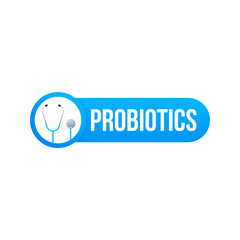 Probiotics. Badge, icon, stamp, logo. Vector illustration.