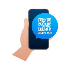 QR code for smartphone. Inscription scan me with smartphone icon. Qr code for payment. Vector illustration.