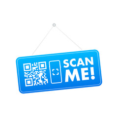 QR code for smartphone. Inscription scan me with smartphone icon. Qr code for payment. Vector illustration.