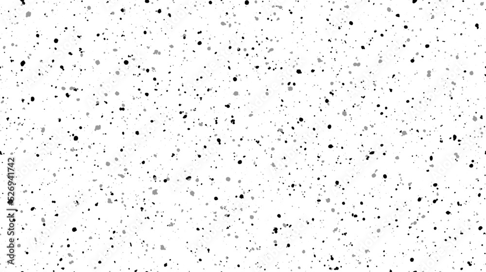 Poster Seamless grunge speckle texture. Distress grain background. Grungy splash repeated effect. Dirty overlay repeating pattern. Print distressed effect. Splattered particles, splashes, drops wallpaper