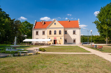 The Mecinski Palace, now a district cultural center, houses the Regional Museum, Dzialoszyn, Lodz Voivodeship, Poland