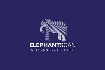 Elephant Scan Fingerprint Technology Logo Vector EPS