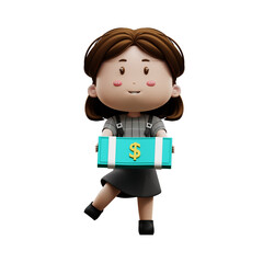 3d cartoon character businesswoman