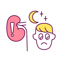 kidney problem, Symptoms, insomnia, color editable icons for web design