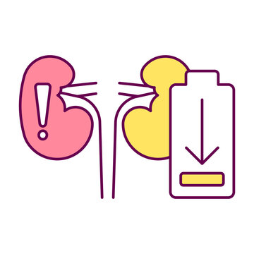 kidney problem, Symptoms, fatigue, color editable icons for web design