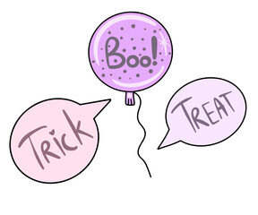 Vector illustration Cute set of halloween icons in flat style. Treats or tricks.