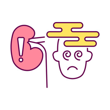 kidney problem, Symptoms, cloudy head, color editable icons for web design