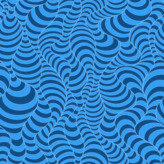 Seamless blue pattern of curved stripes and waves.Striped blue seamless pattern of arcs and smooth lines.